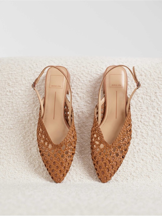 Dolce Vita Shoes - Dolce Vita Woven Pointed-Toe Slingback Mules - Tan